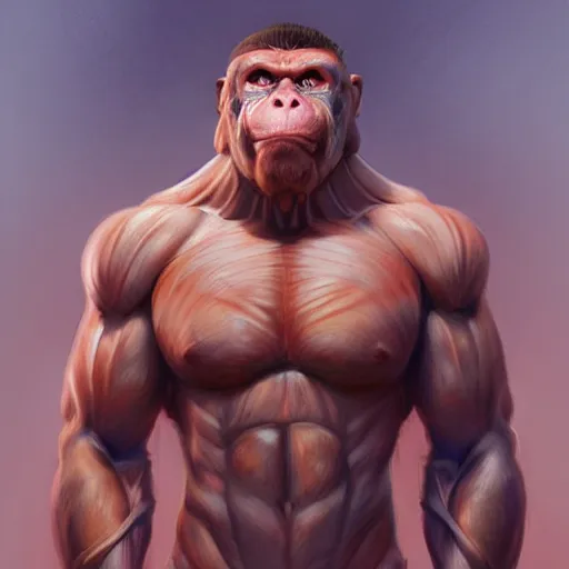 Image similar to muscular monkey , digital art by Mandy Jurgens and Irina French and Heraldo Ortega , hyperdetailed, artstation, cgsociety