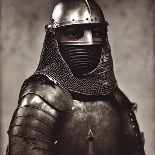 Image similar to portrait of an expressive face of an old medieval knight by annie leibovitz