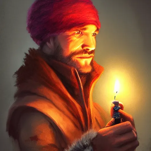 Image similar to a male adventurer wearing a black night cap with a pom pom at the end, holding a candle, portrait, d & d, science fiction, concept art, matte, sharp focus, illustration, concept art, jason chan, dan luvisi, karl thiart