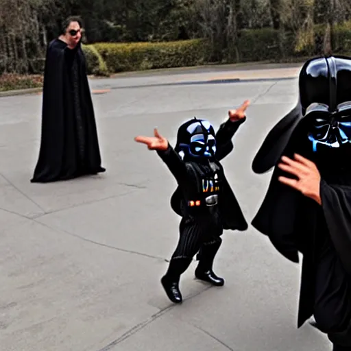 Prompt: A baby Darth vader throwing a tantrum