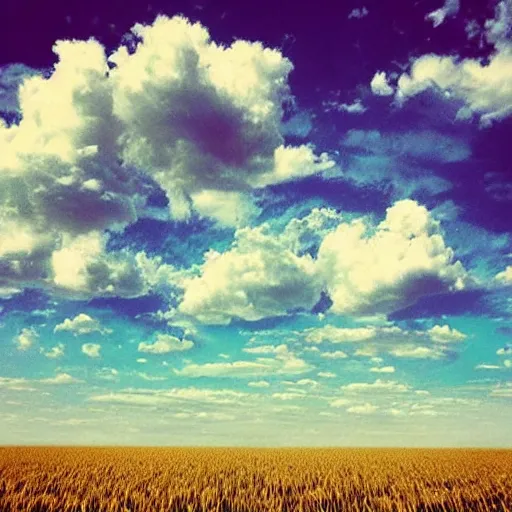 Image similar to “cotton candy clouds over a field of wheat and rivers of chocolate, high definition, digital art, high quality, whimsical, atmospheric”