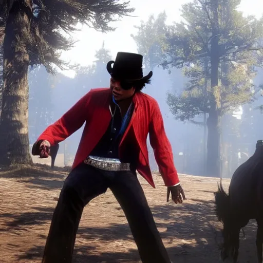 Prompt: michael jackson in red dead redemption 2