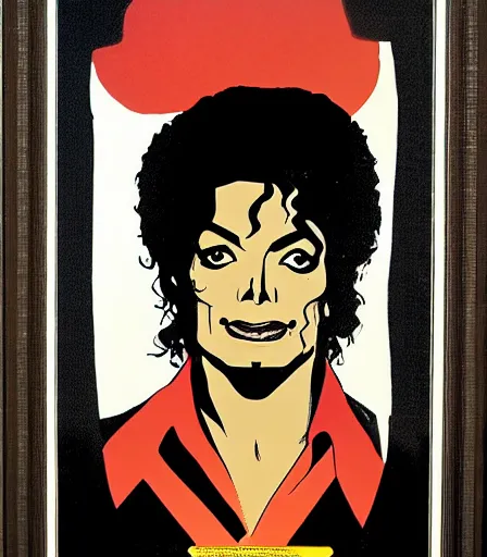 Prompt: portrait of michael jackson by mike mignola, high quality, high detail