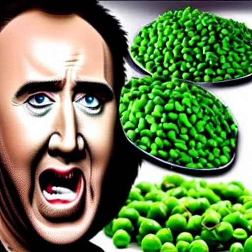 Prompt: nicolas cage screaming mouth full of peas