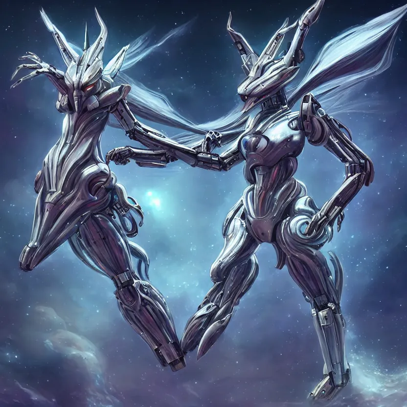 Image similar to goddess shot, galactic sized stunning beautiful anthropomorphic robot mecha female dragon, in space, larger than planets, holding the earth, the earth a mere marble in her claws, detailed silver armor, epic proportions, epic scale, detailed digital art, furry, macro art, dragon art, giantess, warframe fanart, furaffinity, deviantart, realistic