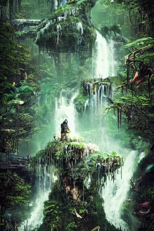 Image similar to biopunk waterfall