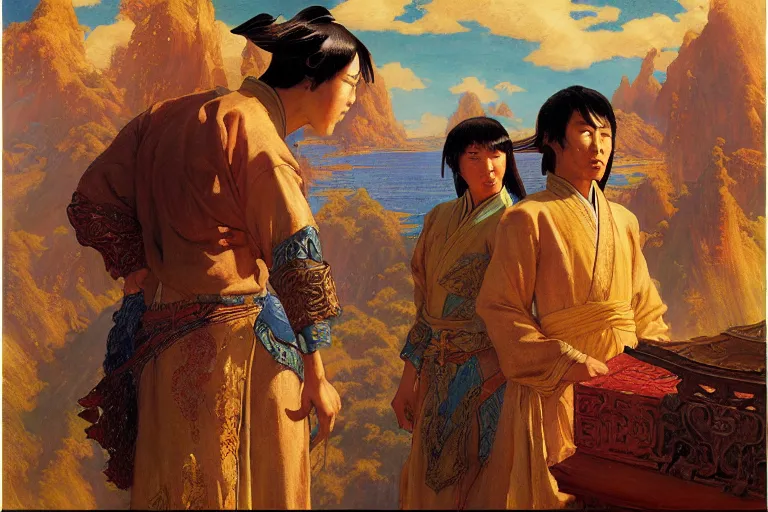 Image similar to tales of earthsea, ming dynasty, painting by gaston bussiere, craig mullins, j. c. leyendecker, tom of finland