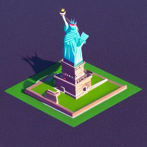 Prompt: an isometric globe with the statue of liberty the eiffel tower and other famous landmarks on it, 3 d render, 3 d model