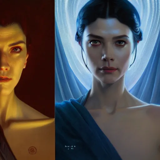 Image similar to a portrait of thrawn cinematic lighting, photorealistic, octane render, 8 k, depth of field, 3 d, art by artgerm and greg rutkowski and alphonse mucha and uang guangjian and gil elvgren and sachin ten