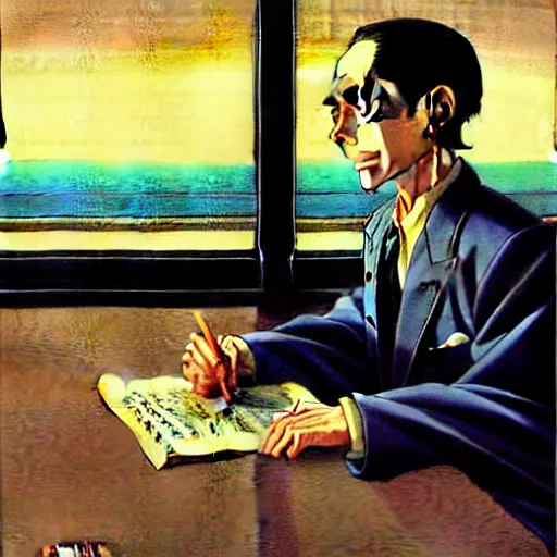 Image similar to anime detective joseph goebbels by hasui kawase by richard schmid