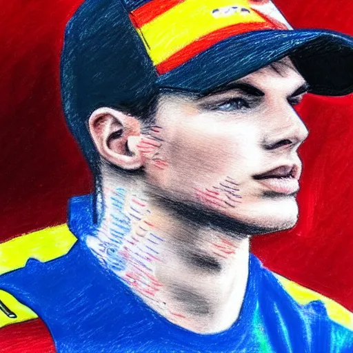 Prompt: a badly drawn picture of max verstappen, crayon art, bad, beginner art