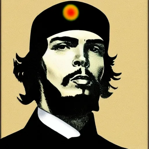 Image similar to che guevara in top hat, 1 9 0 0 s style art in color