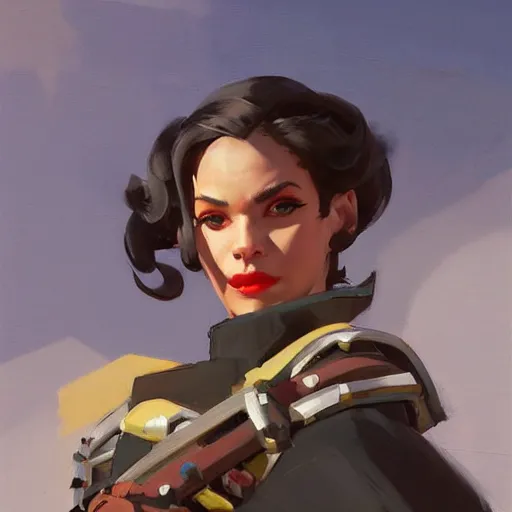 Image similar to greg manchess portrait painting of samweis gamdschie as overwatch character, medium shot, asymmetrical, profile picture, organic painting, sunny day, matte painting, bold shapes, hard edges, street art, trending on artstation, by huang guangjian and gil elvgren and sachin teng