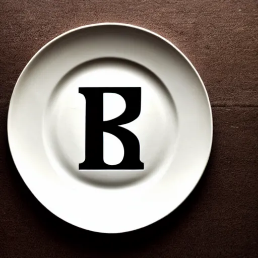 Prompt: plate with a letter like'r ', photography