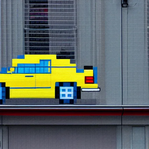 Prompt: a beautiful pixelart of a car parked in a street of Tokyo, upside shot