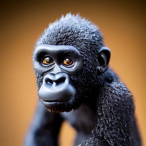 Image similar to macro photo of a miniature ho scale gorilla figure, taken with canon 8 0 d, canon 1 0 0 mm f / 2. 8