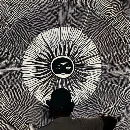 Image similar to a man looking at the sun, stunning design, hyper - detailed art