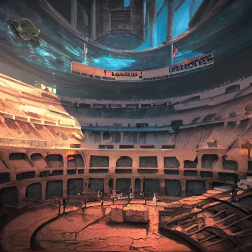 Image similar to cyberpunk underwater colosseum