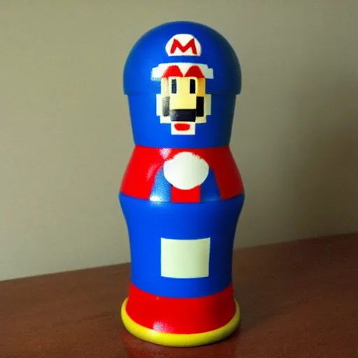 Image similar to photo of russian nesting doll that looks like mario