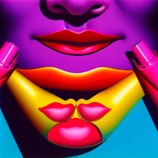 Image similar to lips plastic straw by shusei nagaoka, kaws, david rudnick, airbrush on canvas, pastell colours, cell shaded, highly detailed, intricate background, complex 3 d render, masterpiece