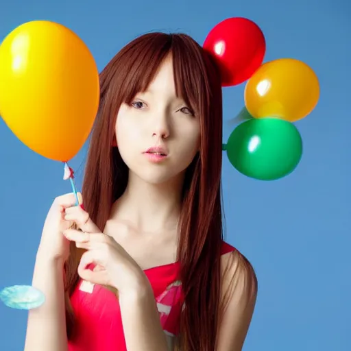 Image similar to anime girl with a balloon