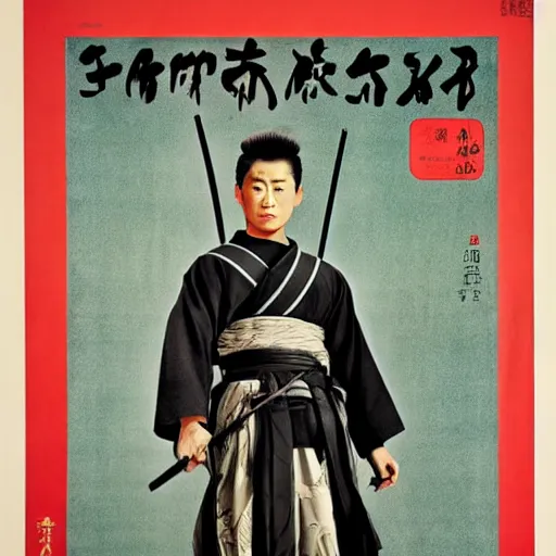 Prompt: full sized movie poster of a 1 9 6 0 s samurai film, highly detailed,