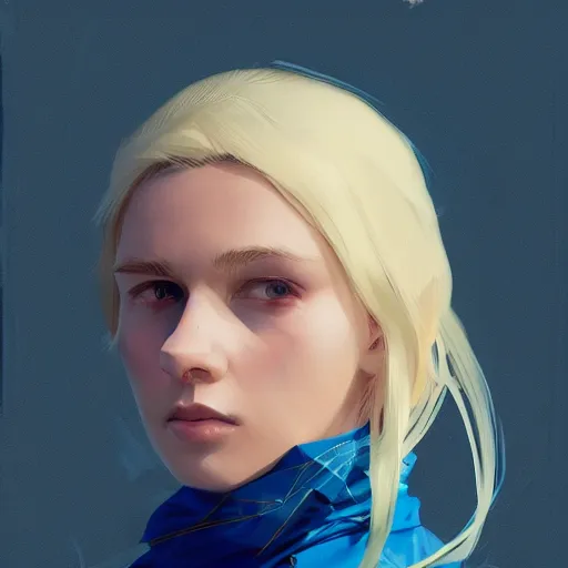 Image similar to Beautiful girl with a blond hair and blue eyes profile picture by Greg Rutkowski, asymmetrical, Organic Painting , Matte Painting, geometric shapes, hard edges, street art, trending on the artstation, realistic:2 by Sachin Teng:4, blur: -4