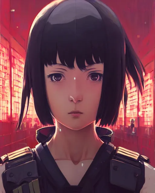 Prompt: soldier in riot gear | very very anime!!!, fine - face, audrey plaza, realistic shaded perfect face, fine details. anime. realistic shaded lighting poster by ilya kuvshinov katsuhiro otomo ghost - in - the - shell, magali villeneuve, artgerm, jeremy lipkin and michael garmash and rob rey