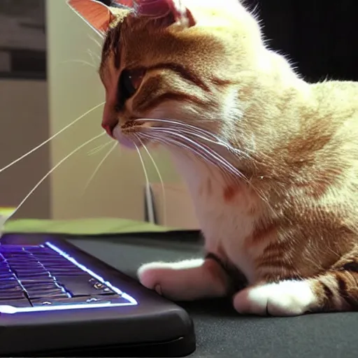 Prompt: cat playing osu! realistic