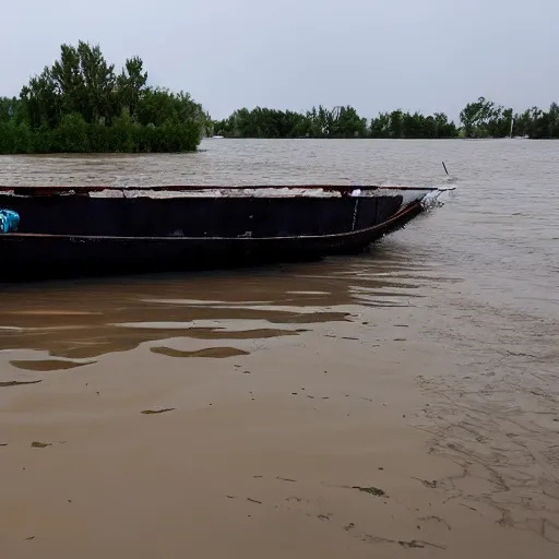 Image similar to reaper boat with banker, submerged buildings