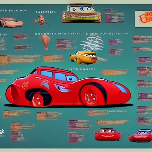 Image similar to Disney Pixar's Cars biology anatomy chart study