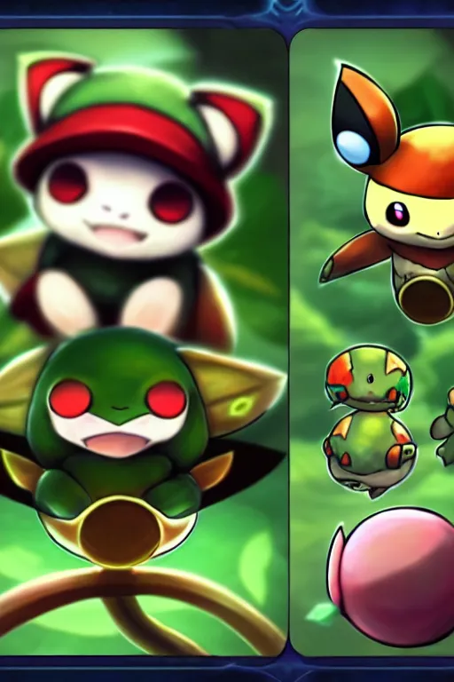 Image similar to teemo, a pokemon trading card of teemo, highly detailed pokemon trading card screenshot