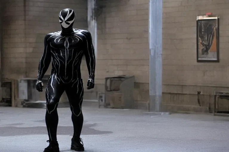 Prompt: film still of Thomas Haden Church as Eddie Brock wearing Venom costume in Spider-man 3 2007, 4k