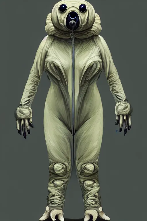 Image similar to epic professional digital art of female anthropomorphic tardigrade wearing air force jumpsuit, painting, by leesha hannigan, iris van herpen, artstation, cgsociety, wlop, epic, much wow, much detail, gorgeous, detailed, cinematic, masterpiece