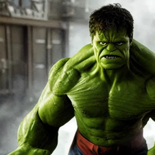 Image similar to Tom Holland as The Hulk