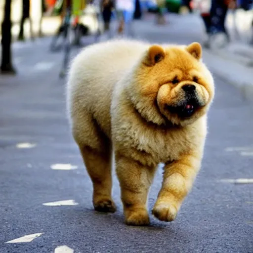 Prompt: a chow chow in streets of china, photography, beautiful landscape, hyperrealist