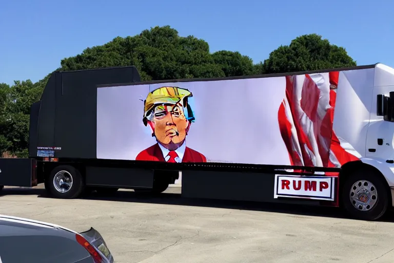 Image similar to trump-truck-wrap-side-shot, anime, anime, anime