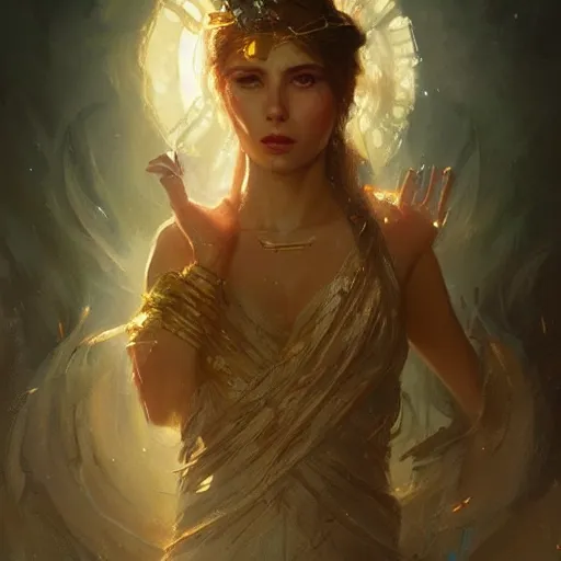 Prompt: a beautiful portrait of a goddess by greg rutkowski and raymond swanland, trending on artstation, ultra realistic digital art