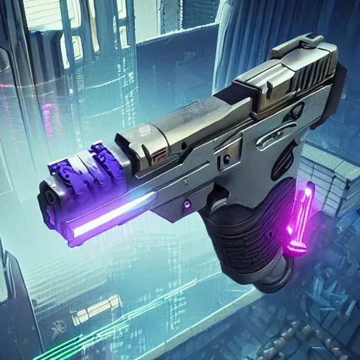 Prompt: cyberpunk pistols, stylized, fortnite, 4K