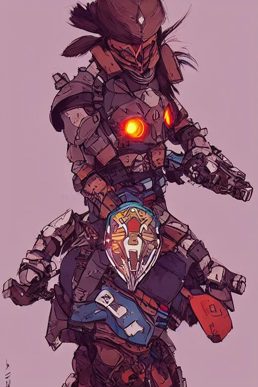 Image similar to combination suit armor aloy horizon forbidden west horizon zero dawn robot ninja mask helmet backpack tribal, art gta 5 comics, official fanart behance hd artstation by jesper ejsing, by rhads, makoto shinkai and lois van baarle, ilya kuvshinov, ossdraws