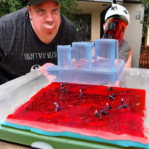 Prompt: ant destroying a city made of jello