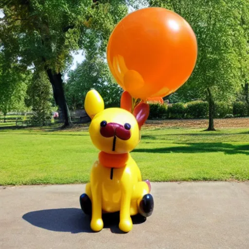 Prompt: balloon dog in a park, sunny day