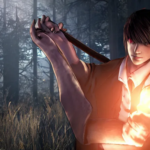 Image similar to Screenshot of Light Yagami in Dead By Daylight