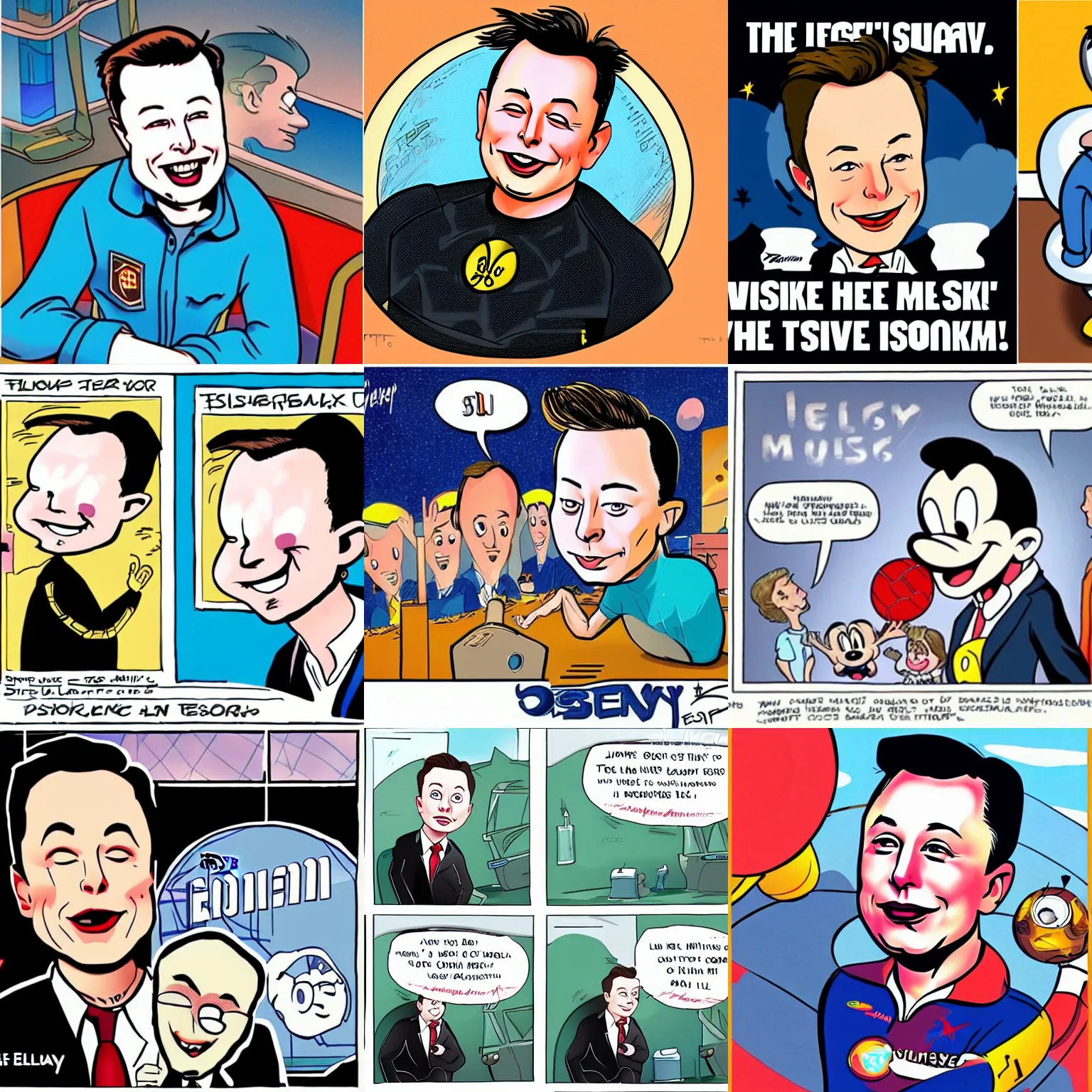 Prompt: disney's elon musk, cartoon