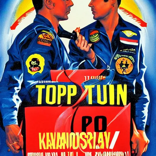 Image similar to hungarian movie poster for top gun, painted