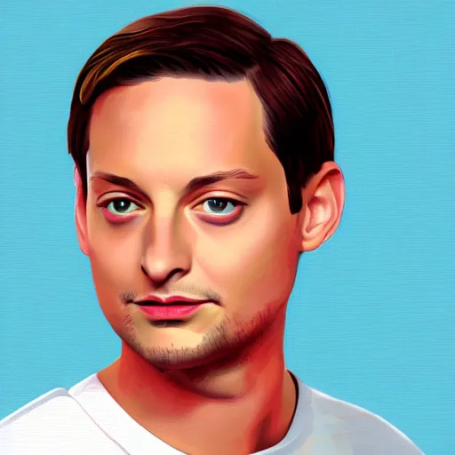 Image similar to portrait of tobey maguire, highly detailed, centered, solid color background, digital painting