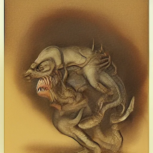 Image similar to bizarre bestiary of repressed unconscious emotional monsters and creatures