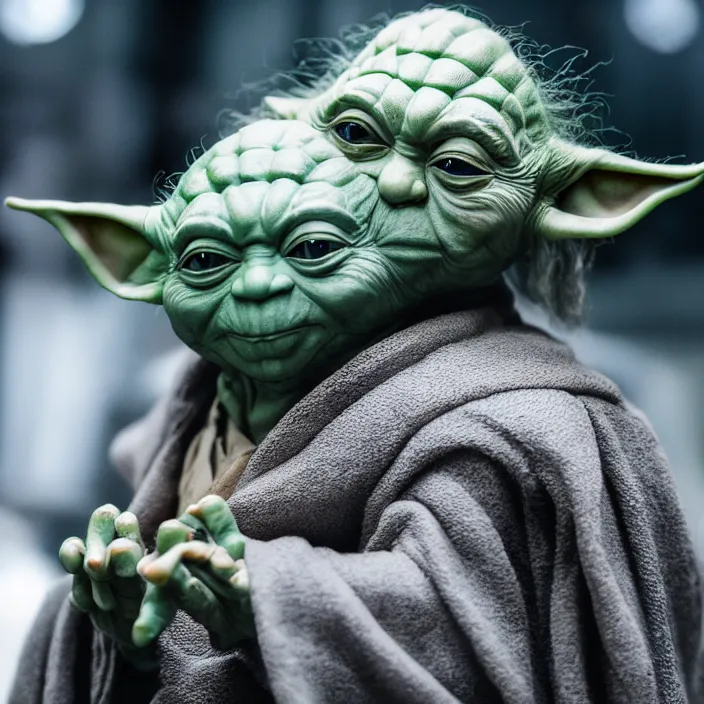 Image similar to a hyperdetailed studio photo of master yoda ; f / 1. 4 ; 9 0 mm