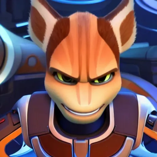 Image similar to portrait of elon musk in ratchet and clank, in game graphic, ps 5 gameplay, screenshot, high quality