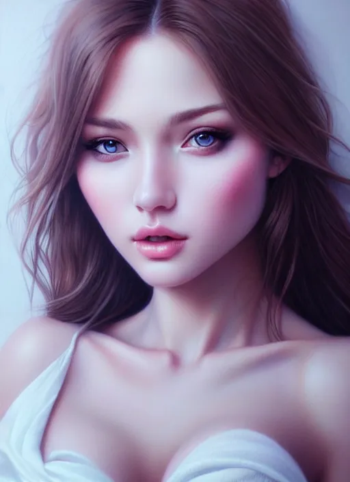 Prompt: a gorgeous female photo, professionally retouched, soft lighting, realistic, smooth face, ( ( half body shot ) ), perfect eyes, wide angle, sharp focus on eyes, 8 k high definition, insanely detailed, intricate, elegant, art by artgerm, snowy winter
